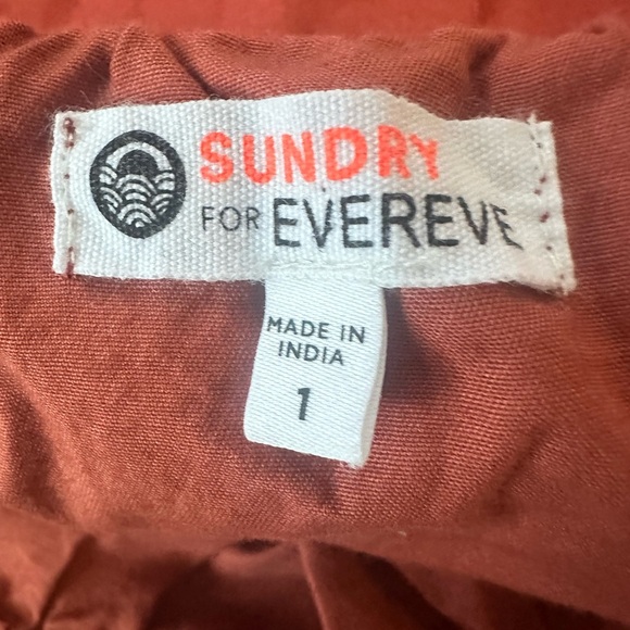 Sundry For Evereve Sunday Skirt Bungee Drawcord Pockets Terra rust brick, sz 1 - Picture 5 of 6